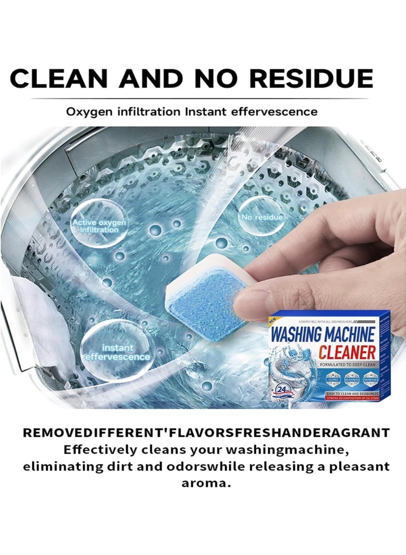 YUNSYE Washing Machine Cleaner Effervescent Tablets, 24 Pack Deep Cleaning  Sheet, Effective Wash Machines Cleaning Tablets - Image 3